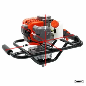 WILTEC Benzin Erdlochbohrer Set Mit 100 Mm Bohrer, 1,4 KW 1,9 PS 52ccm Pfahlbohrer Pflanzenbohrer 15