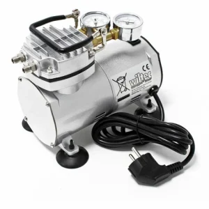 WILTEC Airbrush Kompressor AS20W Vakuumpumpe Airbrushkompressor 4 Bar Einzylinder 8