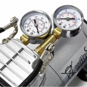 WILTEC Airbrush Kompressor AS20W Vakuumpumpe Airbrushkompressor 4 Bar Einzylinder 10