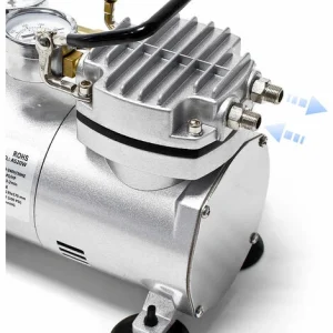 WILTEC Airbrush Kompressor AS20W Vakuumpumpe Airbrushkompressor 4 Bar Einzylinder 12