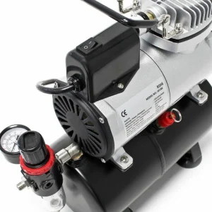 WILTEC Airbrush Kompressor AF186 Mit Lufttank Druckminderer 4 Bar Start-Stop Automatik 12