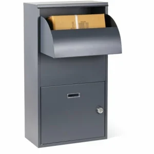 WILTEC Paketbox Grau 41x22x75cm Standbriefkasten Paketkasten Für Zuhause Postbox Pakete Und Briefe 9