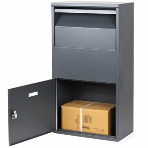 WILTEC Paketbox Grau 41x22x75cm Standbriefkasten Paketkasten Für Zuhause Postbox Pakete Und Briefe 11