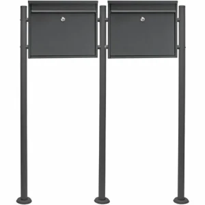 WILTEC Briefkasten Set Wandbriefkasten V13 Anthrazit Pulverbeschichtet Doppelt 9